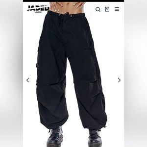 Jaded London Black Parachute Cargo Pants
